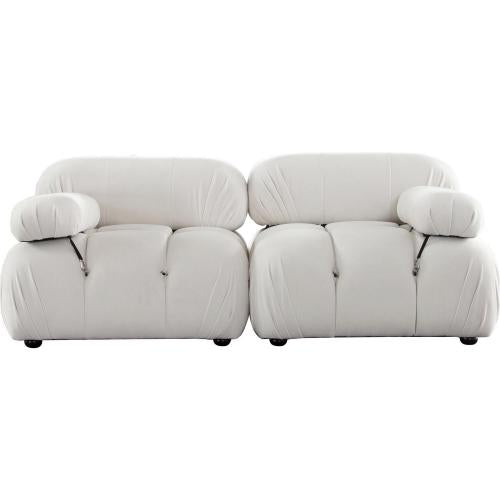 Paloma 2PC Modular 74 Inch Sofa in Light Cream Velvet