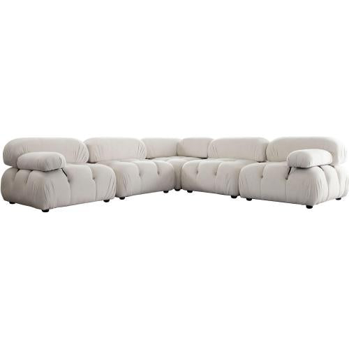 Paloma 5PC Modular 111 Inch Corner Sectional in Light Cream Velvet