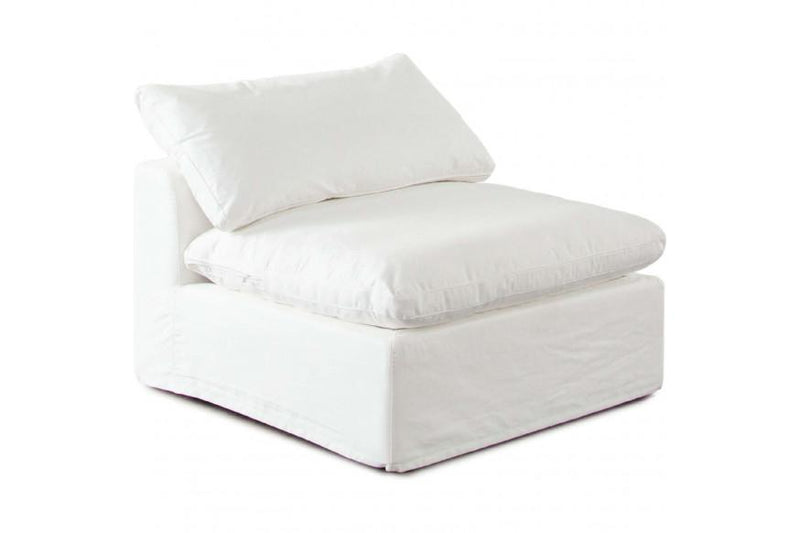 Willow Armless Chair in White Linen Fabric