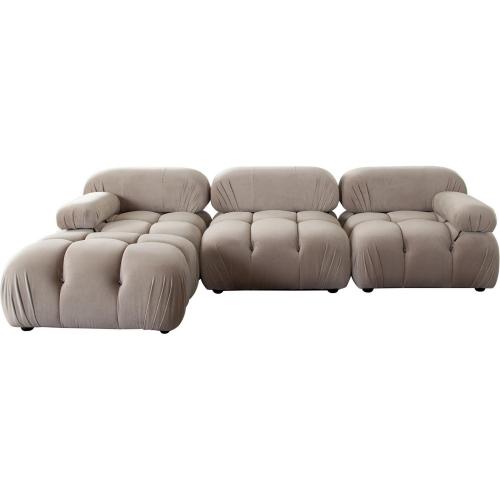 Paloma 4PC Modular 111 Inch Reversible Chaise Sectional in Mink Tan Velvet