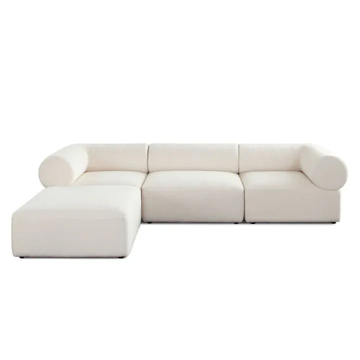 Zia 4PC Modular Reverisble Chaise Sectional in Light Camel Performance Velvet Fabric