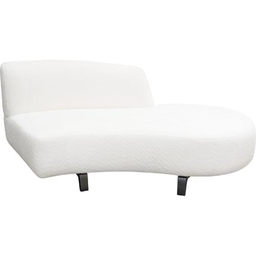 Vesper Curved Armless Right Chaise in Faux White Shearling w/ Black Wood Leg Base