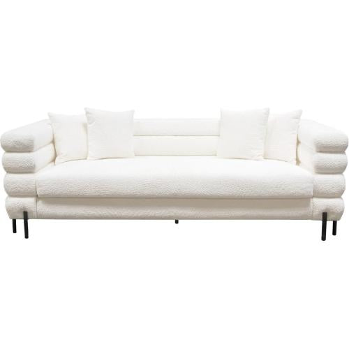 Vox Sofa in Faux White Shearling w/ Black Powder Metal Legs