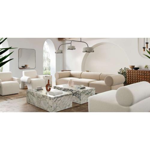 Zia 3PC Modular Sofa in Light Camel Performance Velvet Fabric