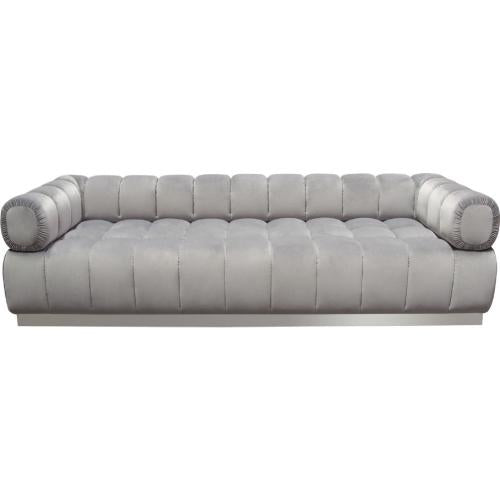 Image Low Profile Sofa in Platinum Grey Velvet w/ Brushed Silver Base