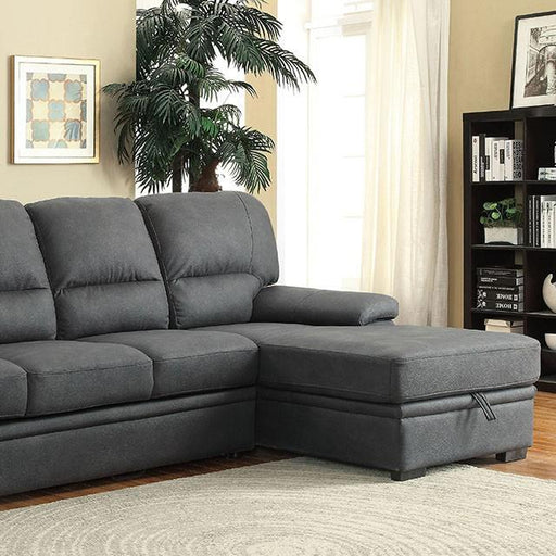 ALCESTER Brown & Gray Sectional w/ Sleeper, Ash - R&R Furniture Gallery (Fountain Valley, CA)