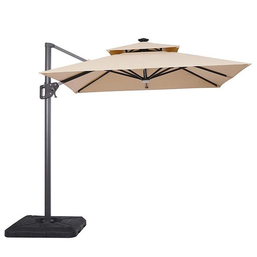Xico 8 Ft Square Umbrella w/ Double Top w/ LED Light + 37" Large Base - R&R Furniture Gallery (Fountain Valley, CA)