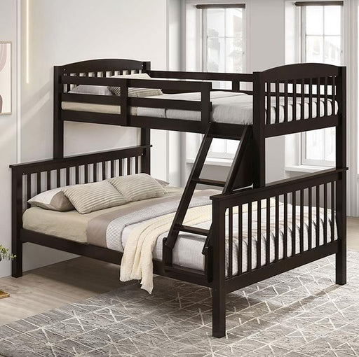 Brookings Twin/Full Bunk Bed White, Brown & Black - R&R Furniture Gallery (Fountain Valley, CA)