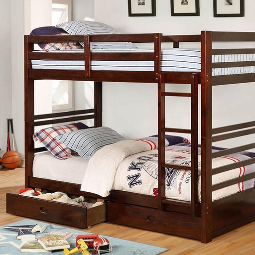 California Iv Black, Walnut, Gray, & White Twin/Twin Bunk Bed - R&R Furniture Gallery (Fountain Valley, CA)