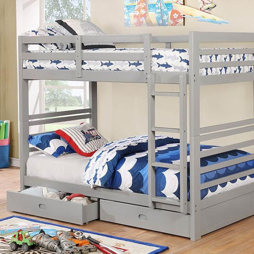 California Iv Black, Walnut, Gray, & White Twin/Twin Bunk Bed - R&R Furniture Gallery (Fountain Valley, CA)
