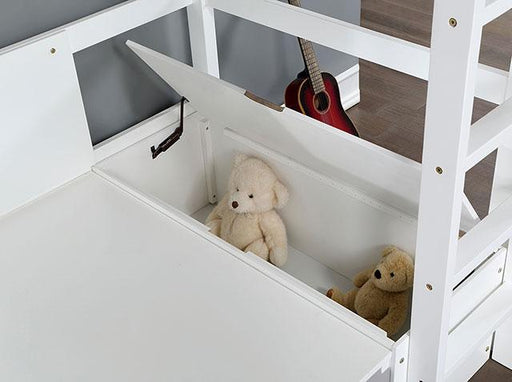 CALLISTUS Twin Workstation Loft Bed, White & Gray - R&R Furniture Gallery (Fountain Valley, CA)