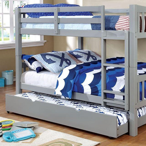 Cameron Dark Walnut, White & Gray Full/Full Bunk Bed - R&R Furniture Gallery (Fountain Valley, CA)