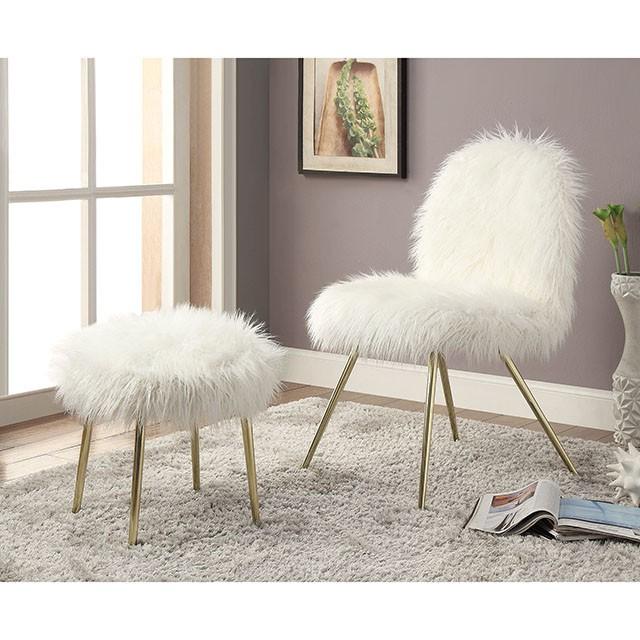Caoimhe White/Gold Ottoman - R&R Furniture Gallery (Fountain Valley, CA)