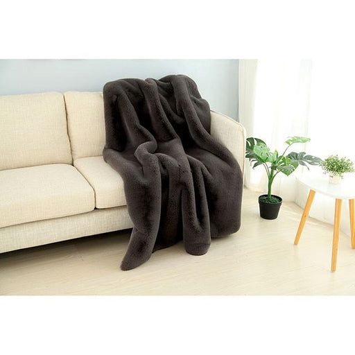 Caparica Charcoal Throw, Silver - R&R Furniture Gallery (Fountain Valley, CA)