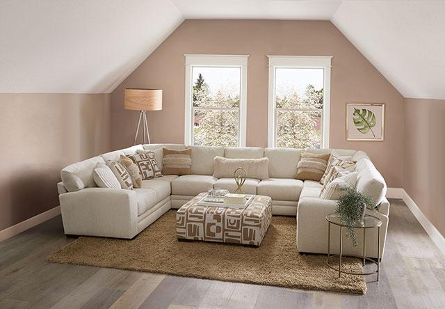 CARLETON Ottoman, Ivory/Tan - R&R Furniture Gallery (Fountain Valley, CA)