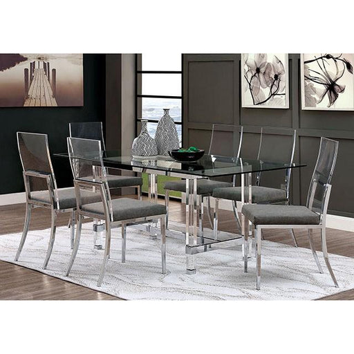 Casper 7 Pc Dining Table Set Chrome - R&R Furniture Gallery (Fountain Valley, CA)