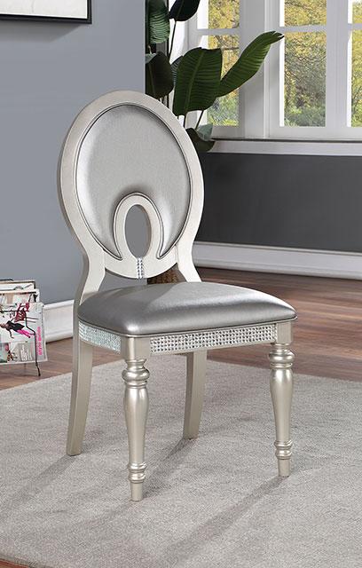 CATHALINA Side Chair (2/CTN), Silver - R&R Furniture Gallery (Fountain Valley, CA)