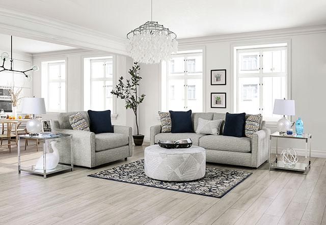 CHANCERY Ottoman, Gray/Navy - R&R Furniture Gallery (Fountain Valley, CA)