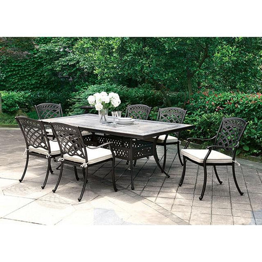 Charissa Antique Black/Beige Arm Chair (4/CTN) - R&R Furniture Gallery (Fountain Valley, CA)