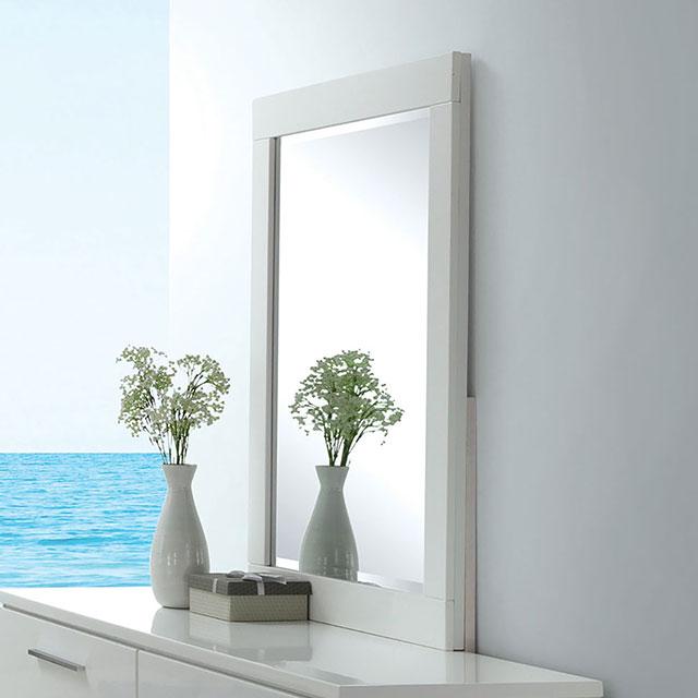 Christie Glossy White Mirror - R&R Furniture Gallery (Fountain Valley, CA)