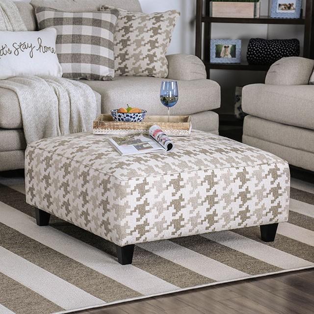 Christine Light Gray/Pattern Ottoman - R&R Furniture Gallery (Fountain Valley, CA)