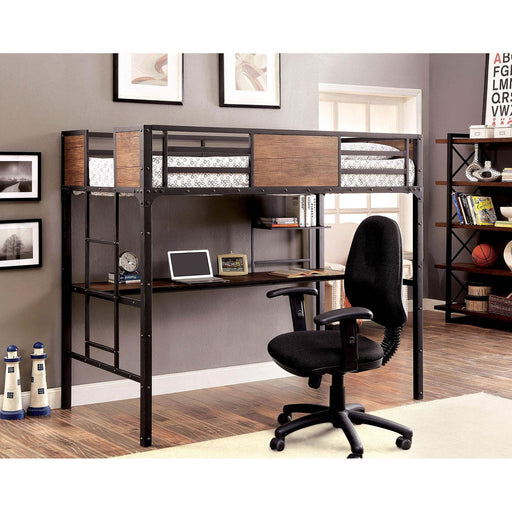 CLAPTON Black Twin Bed w/ Workstation - R&R Furniture Gallery (Fountain Valley, CA)