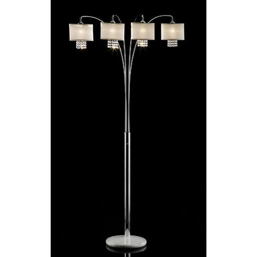 Claris Ivory/Chrome Arch Lamp, Hanging Crystal - R&R Furniture Gallery (Fountain Valley, CA)