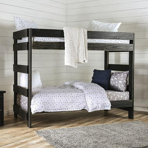 Arlette Twin/Twin Bunk Bed Brown, Black, Gray, & White - R&R Furniture Gallery (Fountain Valley, CA)