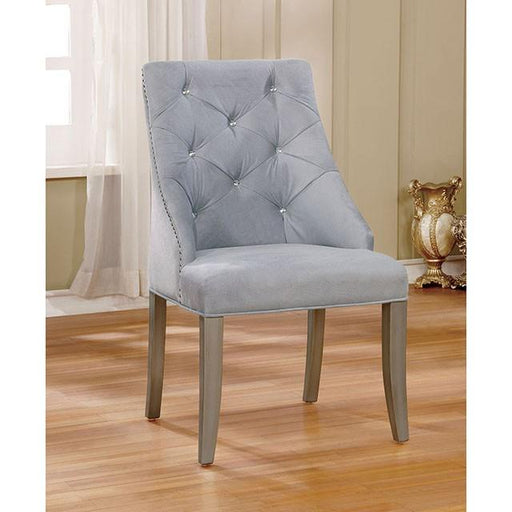 DIOCLES Silver/Light Gray Side Chair (2/CTN) - R&R Furniture Gallery (Fountain Valley, CA)