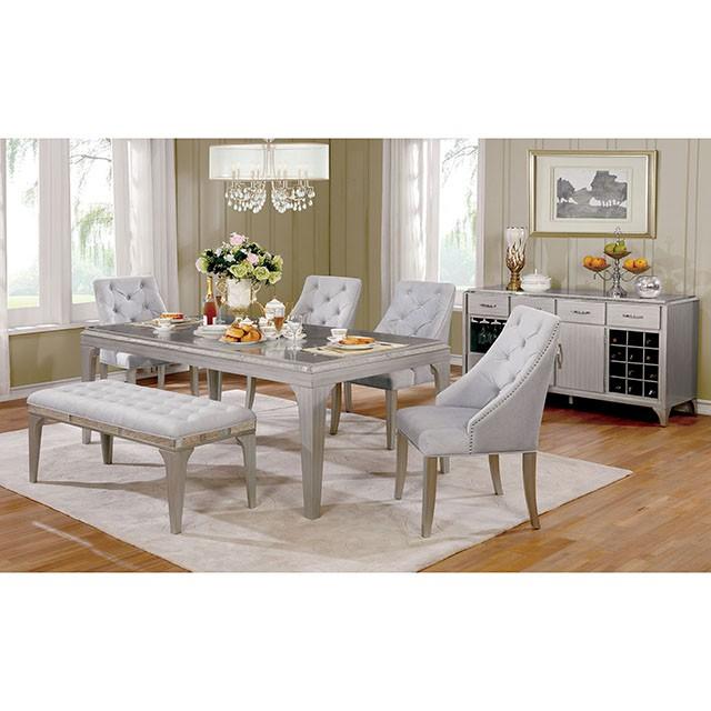 DIOCLES Silver/Light Gray Side Chair (2/CTN) - R&R Furniture Gallery (Fountain Valley, CA)