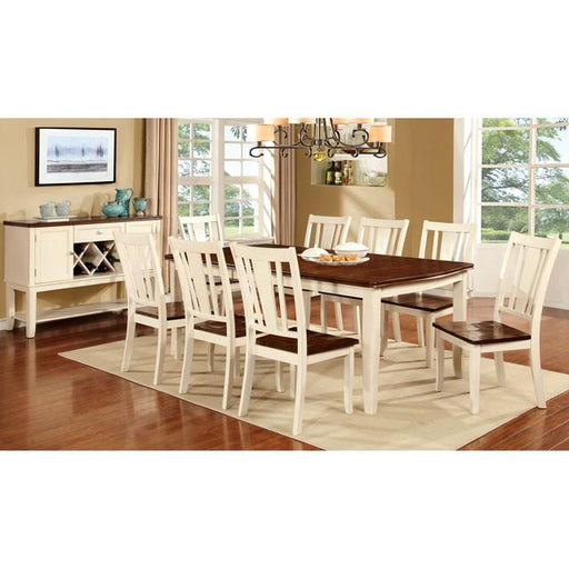 DOVER Vintage White/Cherry Dining Table w/ 18" Leaf - R&R Furniture Gallery (Fountain Valley, CA)