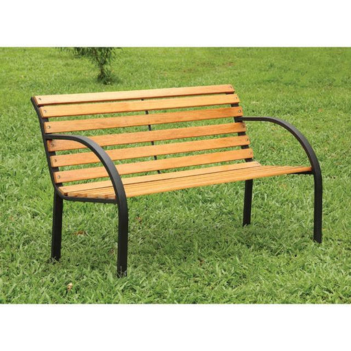 DUMAS Oak/Black Patio Wooden Bench - R&R Furniture Gallery (Fountain Valley, CA)