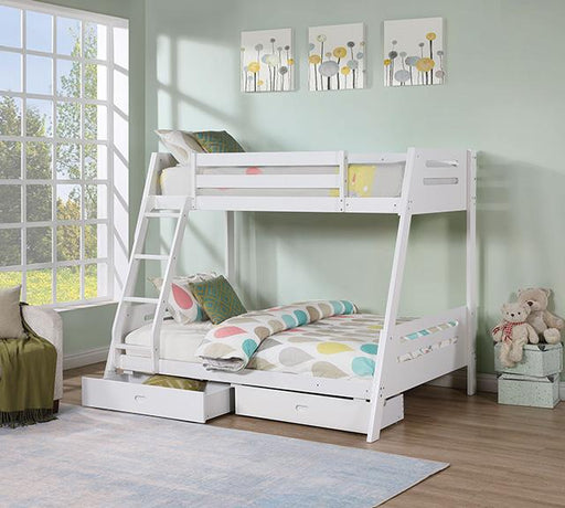 Emilee Twin/Full Bunk Bed White, Grey, Espresso, & Black - R&R Furniture Gallery (Fountain Valley, CA)
