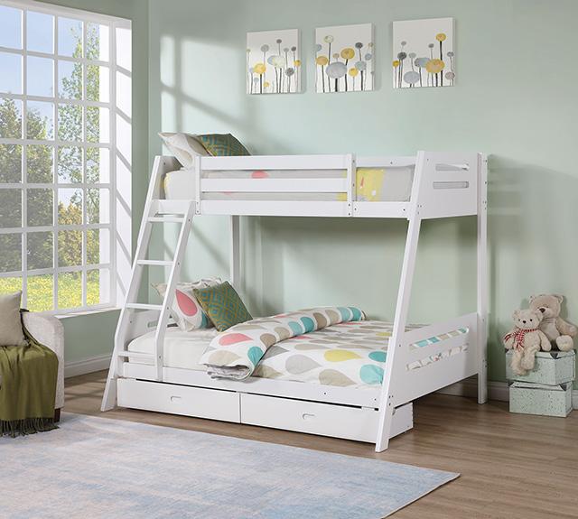 Emilee Twin/Full Bunk Bed White, Grey, Espresso, & Black - R&R Furniture Gallery (Fountain Valley, CA)