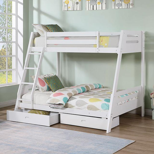 Emilee Twin/Full Bunk Bed White, Grey, Espresso, & Black - R&R Furniture Gallery (Fountain Valley, CA)