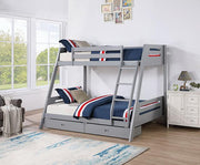 Emilee Twin/Full Bunk Bed White, Grey, Espresso, & Black - R&R Furniture Gallery (Fountain Valley, CA)