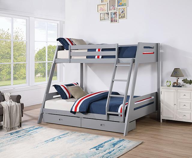 Emilee Twin/Full Bunk Bed White, Grey, Espresso, & Black - R&R Furniture Gallery (Fountain Valley, CA)