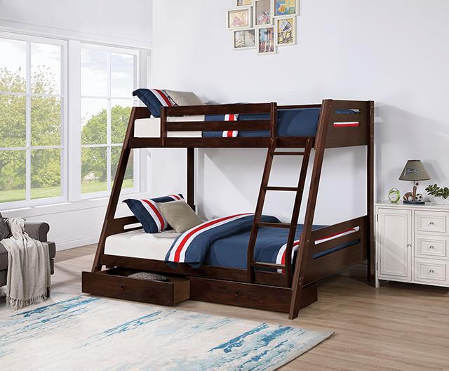 Emilee Twin/Full Bunk Bed White, Grey, Espresso, & Black - R&R Furniture Gallery (Fountain Valley, CA)