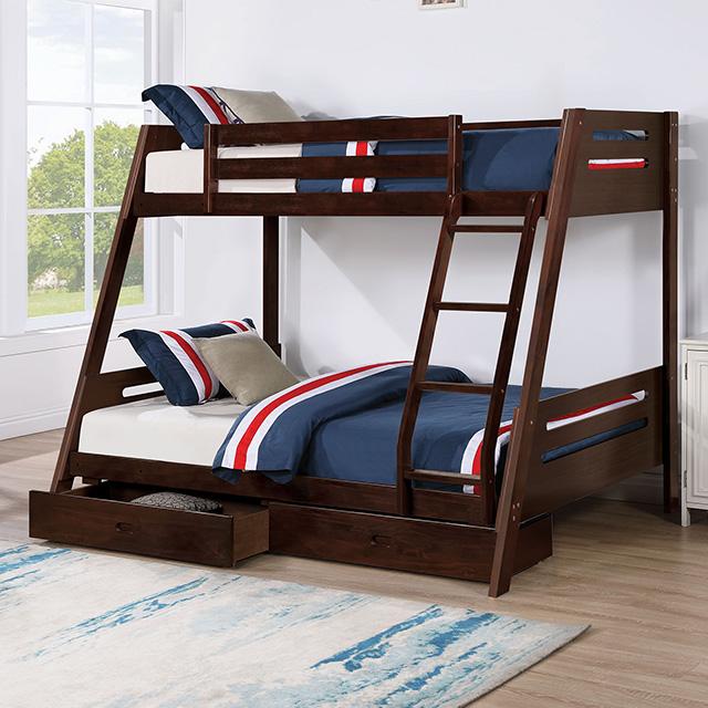 Emilee Twin/Full Bunk Bed White, Grey, Espresso, & Black - R&R Furniture Gallery (Fountain Valley, CA)