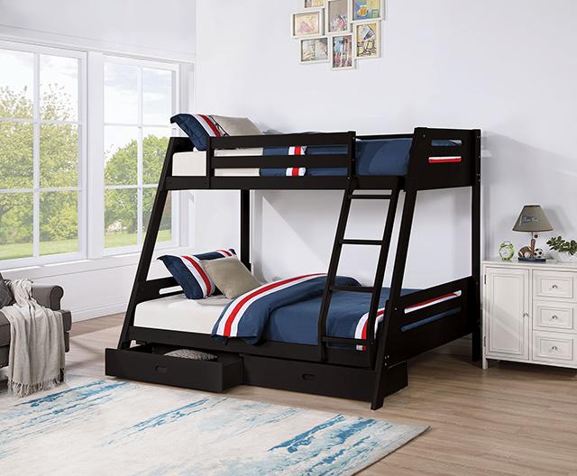 Emilee Twin/Full Bunk Bed White, Grey, Espresso, & Black - R&R Furniture Gallery (Fountain Valley, CA)