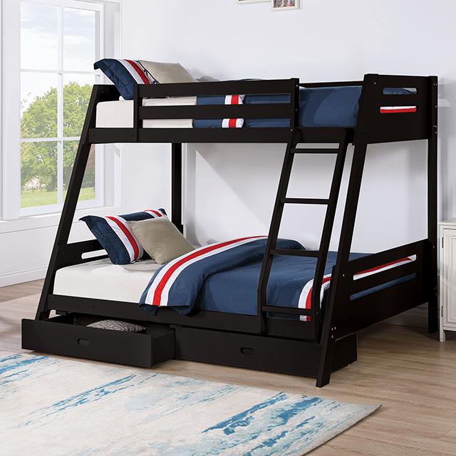 Emilee Twin/Full Bunk Bed White, Grey, Espresso, & Black - R&R Furniture Gallery (Fountain Valley, CA)