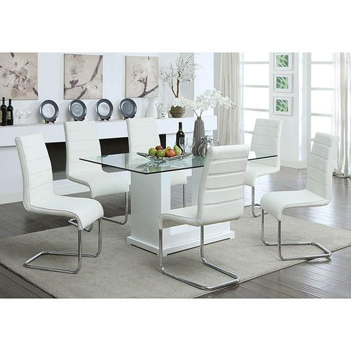 Eva White/Clear Dining Table - R&R Furniture Gallery (Fountain Valley, CA)