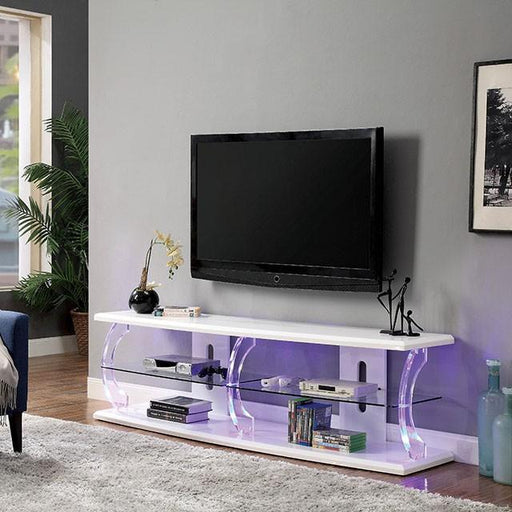 Ernst White/Clear 60" TV Stand - R&R Furniture Gallery (Fountain Valley, CA)