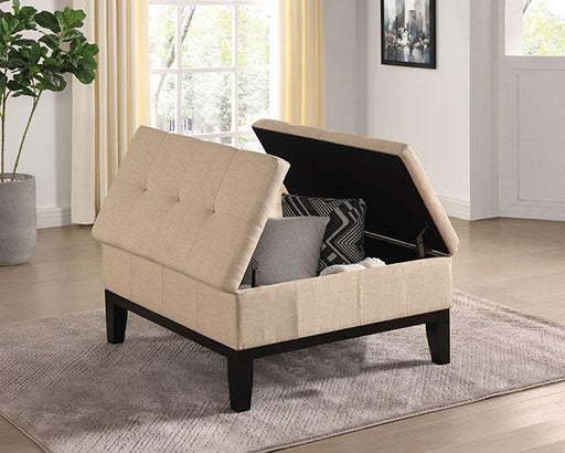 FAZIO Storage Ottoman, Beige - R&R Furniture Gallery (Fountain Valley, CA)