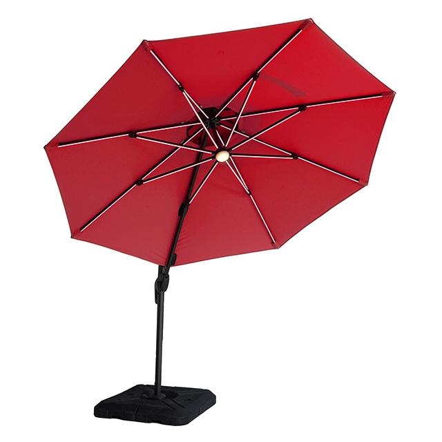 Fera 10 Ft Round Umbrella w/ LED Bulb + 37" Large Base - R&R Furniture Gallery (Fountain Valley, CA)