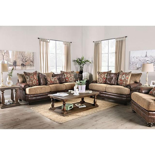 Fletcher Brown/Tan Love Seat - R&R Furniture Gallery (Fountain Valley, CA)