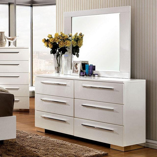 CLEMENTINE Glossy White Mirror - R&R Furniture Gallery (Fountain Valley, CA)