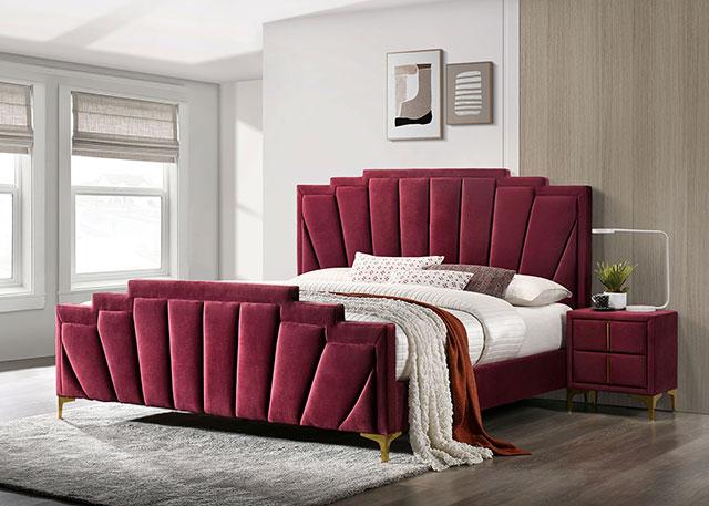 FLORIZEL Night Stand, Red - R&R Furniture Gallery (Fountain Valley, CA)