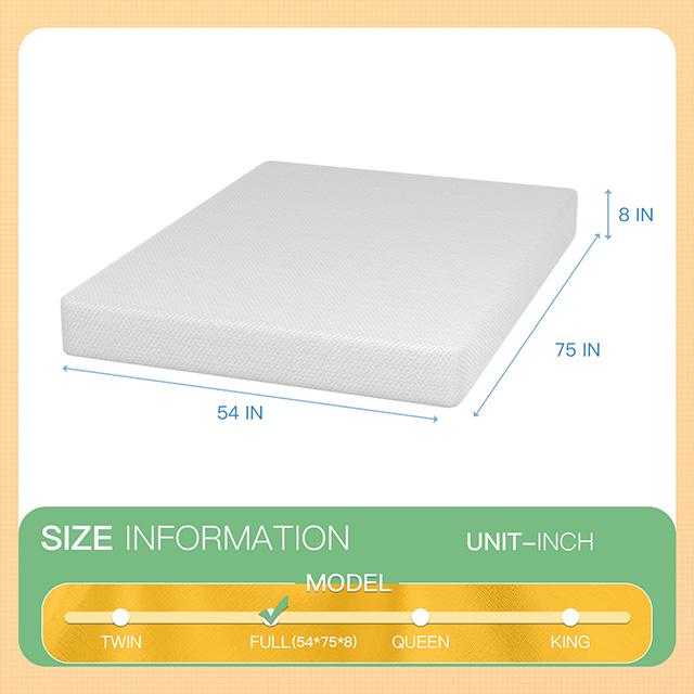Forsythia 8" Full Green Tea Gel Memory Foam - R&R Furniture Gallery (Fountain Valley, CA)