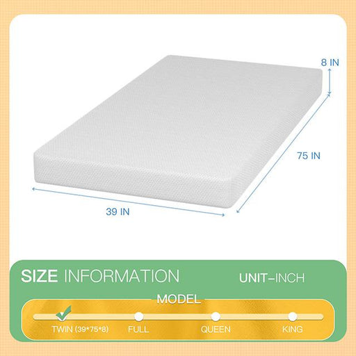 Forsythia 8" Twin Green Tea Gel Memory Foam - R&R Furniture Gallery (Fountain Valley, CA)